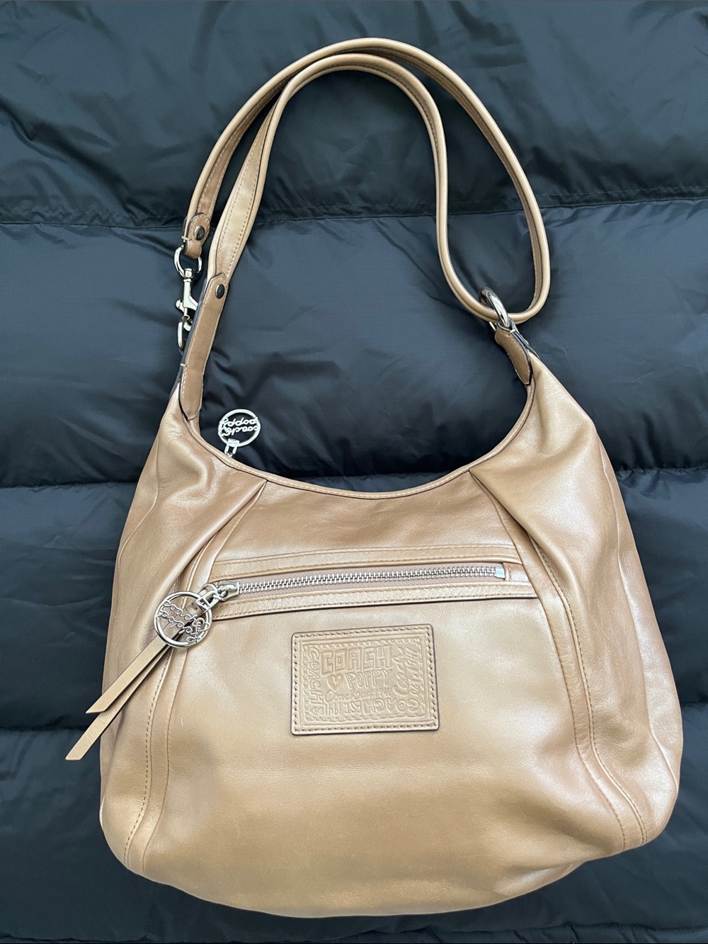 EUC Like New Coach Poppy Convertible Leather Hobo Shoulder Bag-Shimmery Bronze